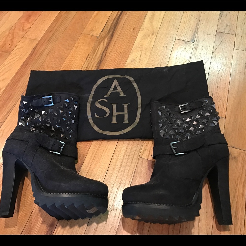 Ash black leather 5 inch leather boots